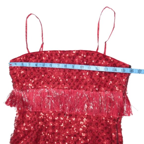 Saylor NYC Caitriona Sequin Fringe Red Mini Dress S - Picture 5 of 11